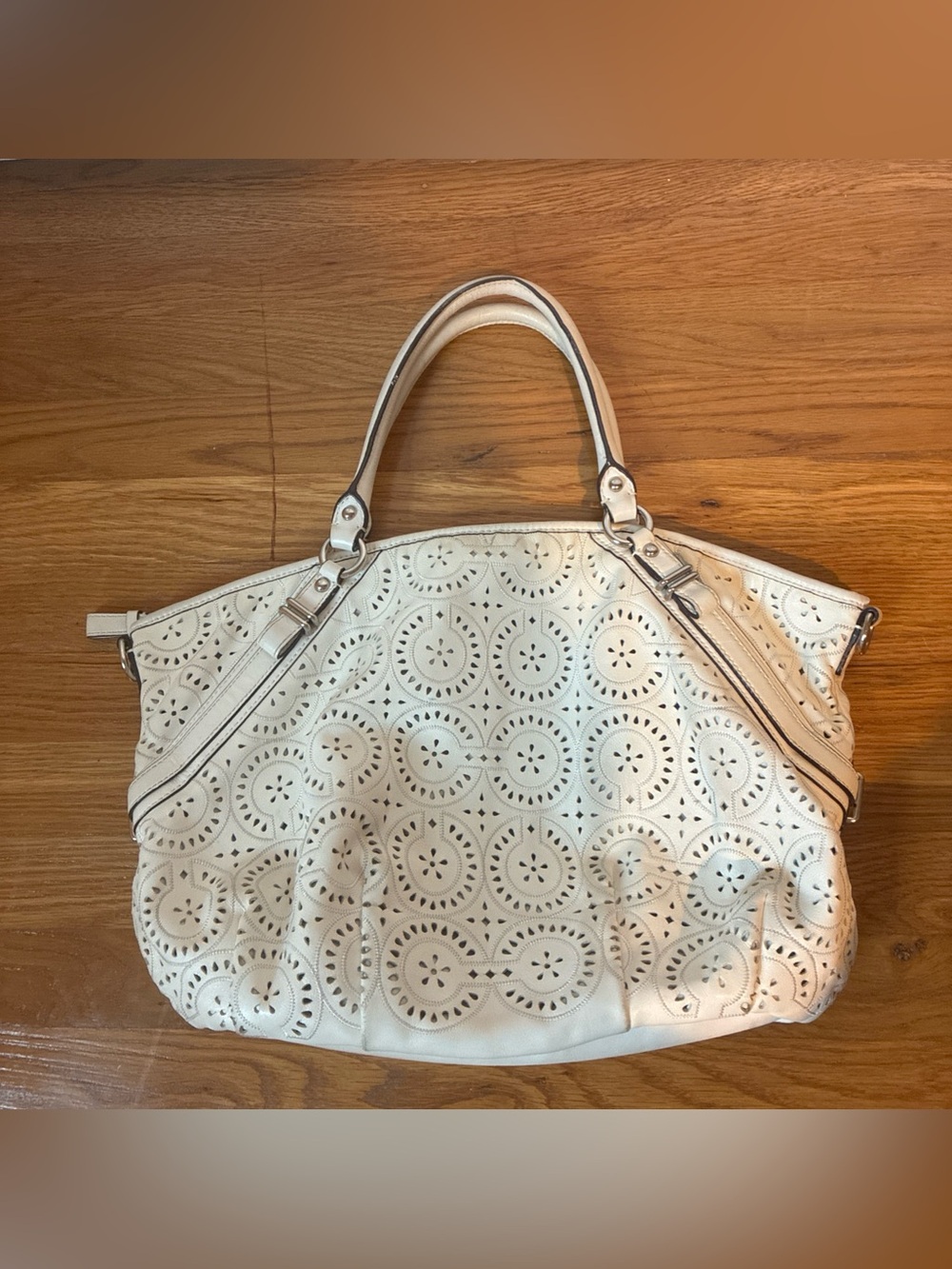 Coach Madison Laser Cut Sophia Ivory Leather Vintage Shoulder Bag A1182-17003